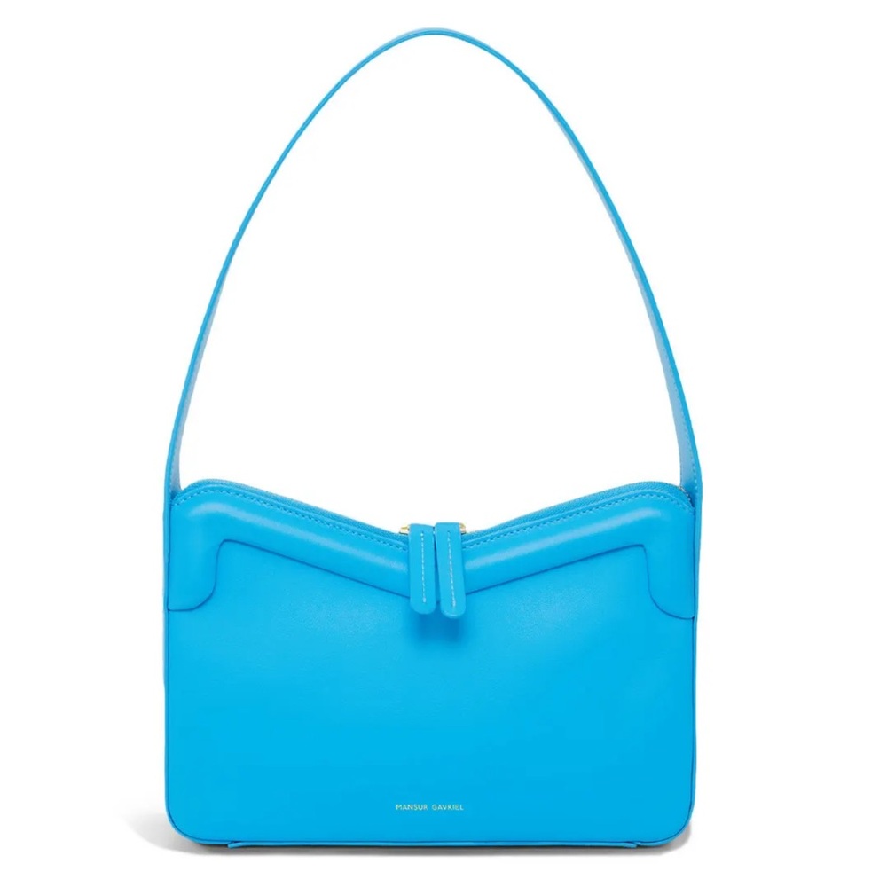 Mansur Gavriel M Frame Baguette Bag Shoulder Bright Blue Leather Purse $545 MSRP - Picture 4 of 15